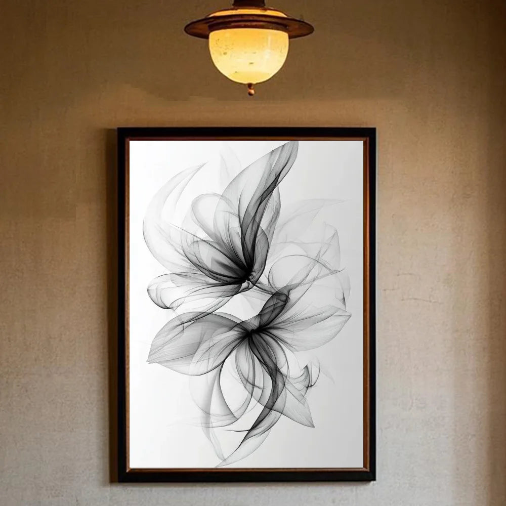 Black and white ink Flowers Poster HD art sticky wall waterproof home living room bedroom bar aesthetic decoration Peaceful Pleasures Health and Wellness z12 40X50cmNoframe
