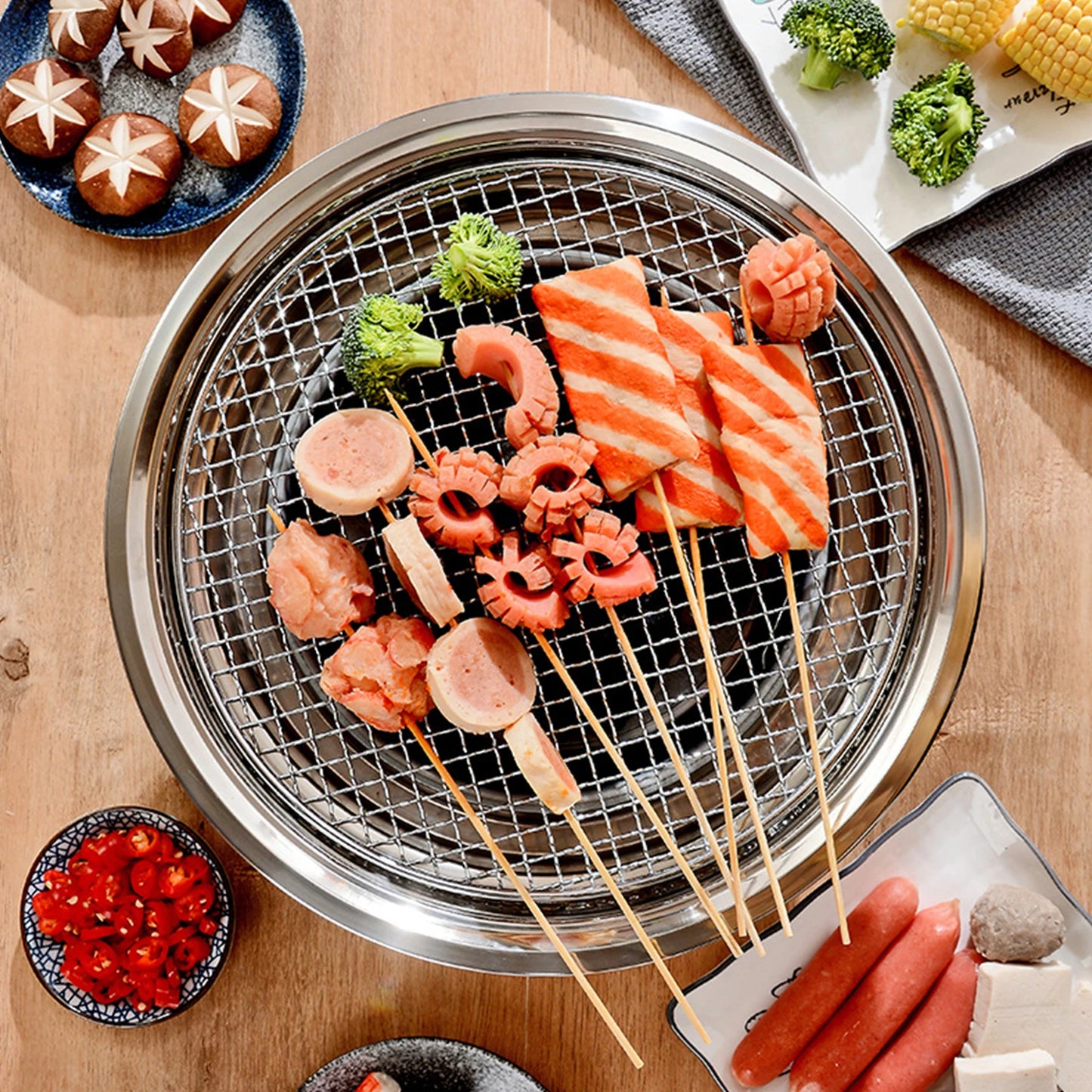 13" Korean BBQ Charcoal Grill | Portable Tabletop Smoker