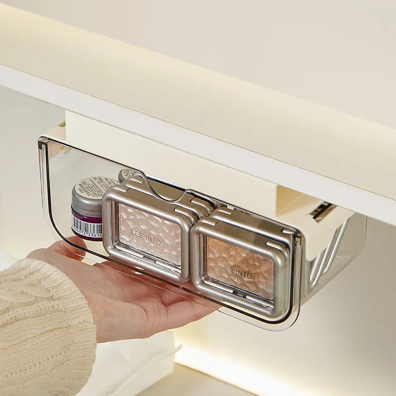 Space Saving Under Mirror Cabinet Drawer Organizer Transparent Storage Box for Bathroom Cosmetics Cotton Pads Lipstick Swabs Peaceful Pleasures Health and Wellness