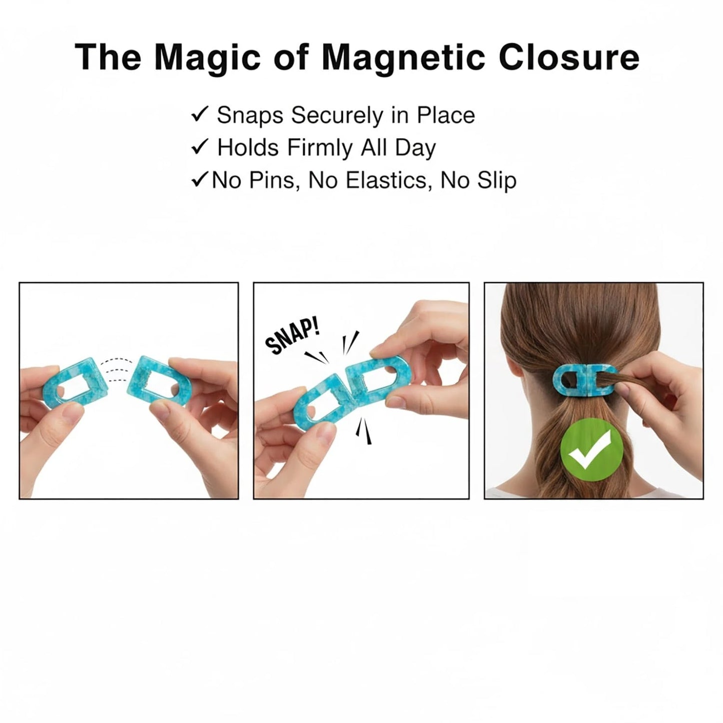 Women's Strong Anti-Slip Magnetic Hair Clips, No Residue, Suitable for Home and Travel, Easy Women's Hairstyle Accessories Peaceful Pleasures Health and Wellness