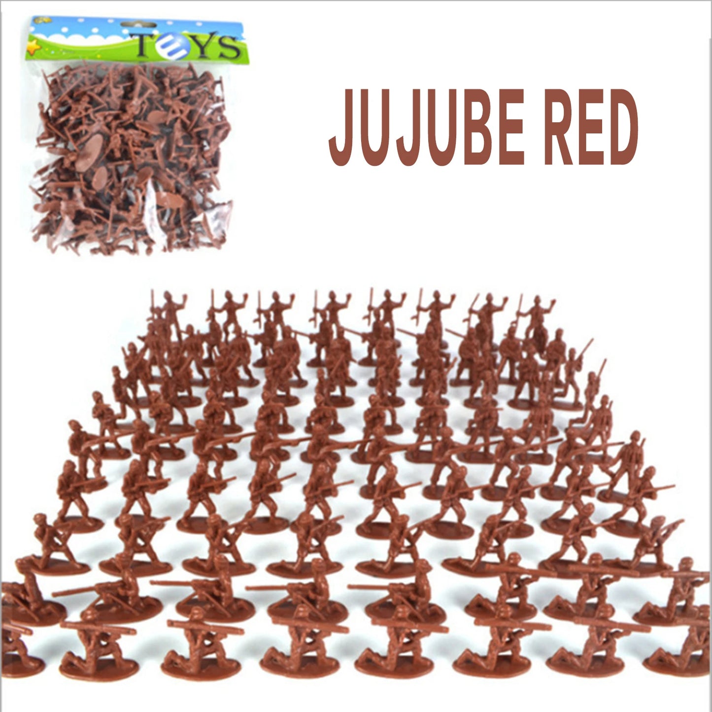 Military Battle Group Bucket 3 Colors Optional Toy Army Soldiers in 12 Designs for Kids Boys and Girls Peaceful Pleasures Health and Wellness Jujube Red