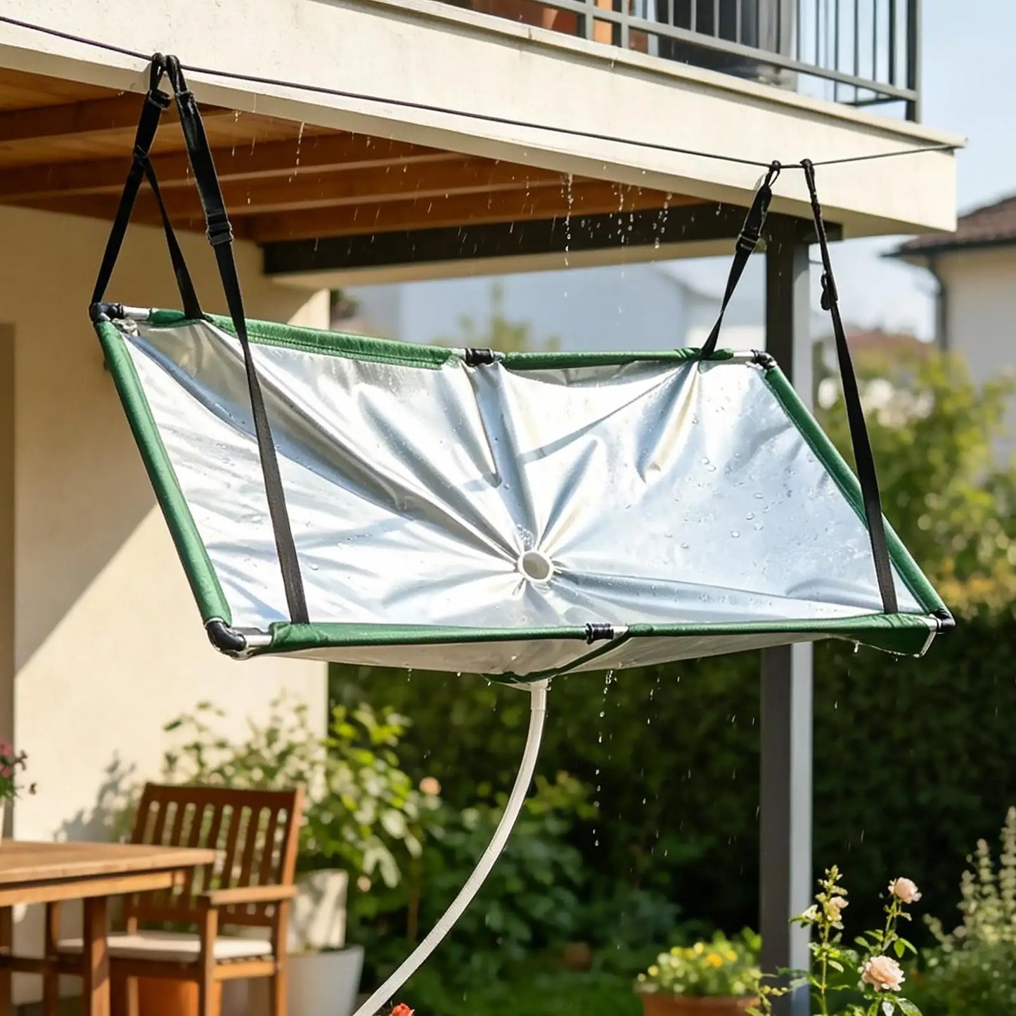 Outdoor Rain Catcher Garden Water Harvester Cloth With Hose Oxford Cloth Rain Collector Filter For Lawn Backyard Garden Peaceful Pleasures Health and Wellness