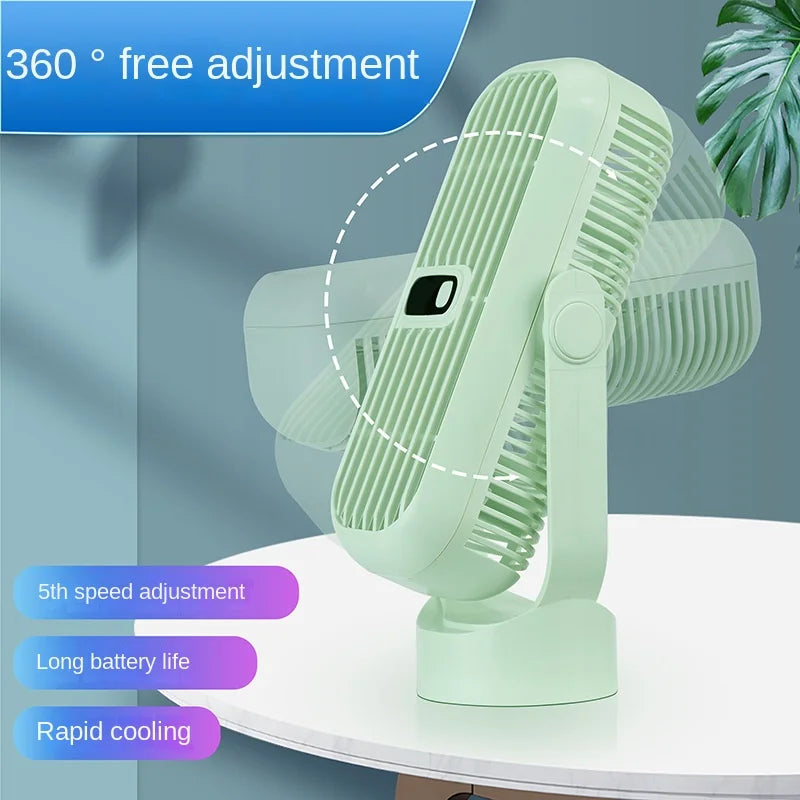 USB Electric Fan Double fan blades Portable 5 Speeds Ultra Quiet Table Fan Quiet Ventilator Desktop Fan Air Cooler for Room Home Peaceful Pleasures Health and Wellness