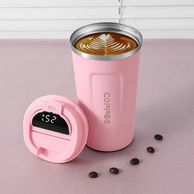 Coffee cup with temperature display, car insulation cup, 510ML travel insulation cup, suitable for hot beverages, tea, coffee, m Peaceful Pleasures Health and Wellness Digital version 3 500ml