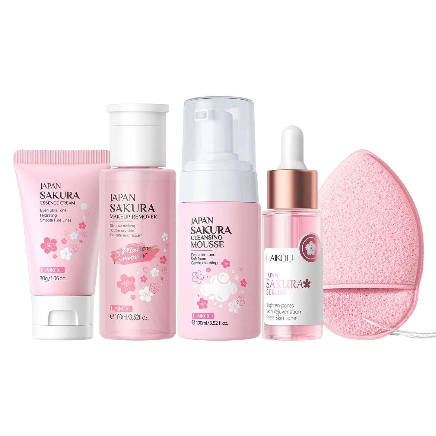 LAIKOU Sakura 7-Piece Skincare Set – Hydrate, Brighten & SPF 50
