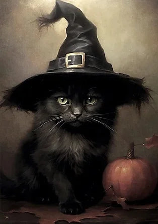Gothic Halloween Black Cat Canvas Wall Art Print – Unframed Canvas Wall Art Print Peaceful Pleasures Health and Wellness