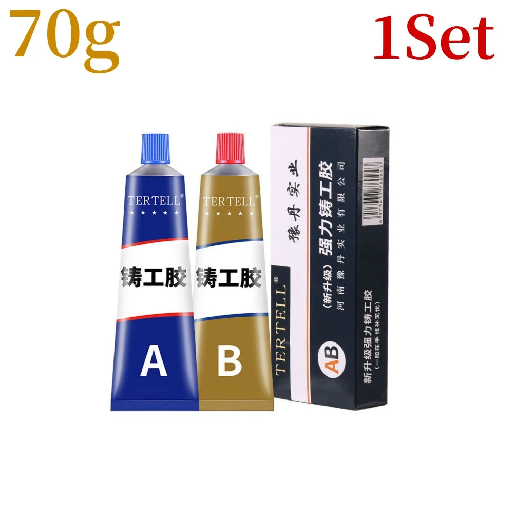 AB Type Casting Repair Glue High Temperature Resistant Liquid Metal Welding Filler Metal Repair Glue Caulking Agent Extra Strong Peaceful Pleasures Health and Wellness 70g 1PCS