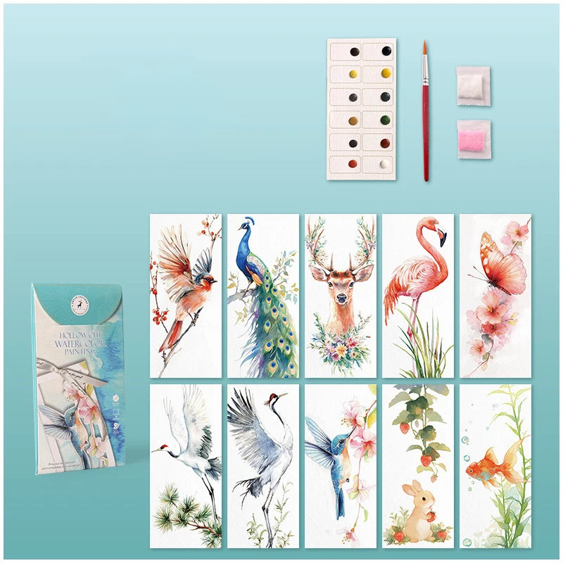 10 Sheets Watercolor Bookmark Painting DIY Paper Handmade Portable