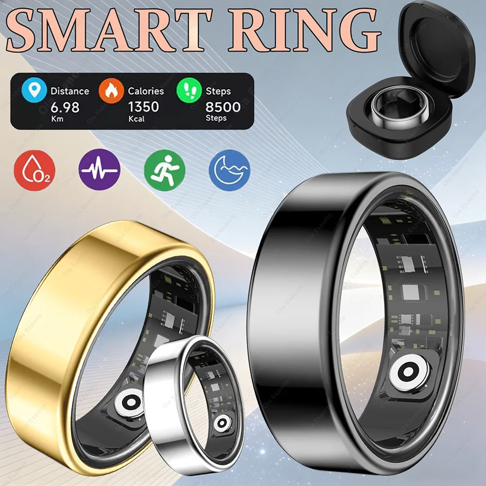 Smart Ring with Charging Box Men Women Health Sleep Heart Rate Monitoring IP68 & 5ATM Waterproof Multi-sport Mode Smartring New Peaceful Pleasures Health and Wellness