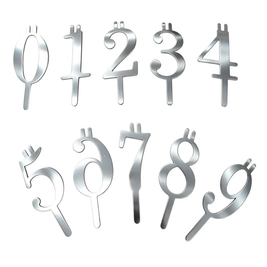 Reusable Number Cake Topper Set 0-9 | Silver Birthday Candle Cake Topper Set Peaceful Pleasures Health and Wellness
