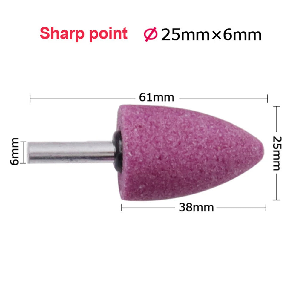 Shank Red Corundum Conical Grinding Head Metal Polishing Rust Removal