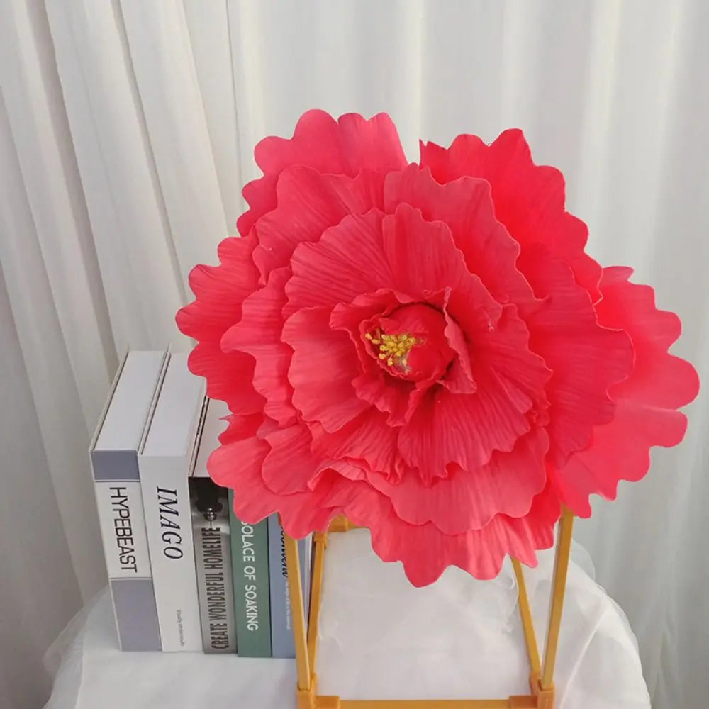 New 50CM PE Foam Rose Flower Photo Props Giant Peony False Flower Wedding Decoration Stage Party Supply Background Wall Peaceful Pleasures Health and Wellness red