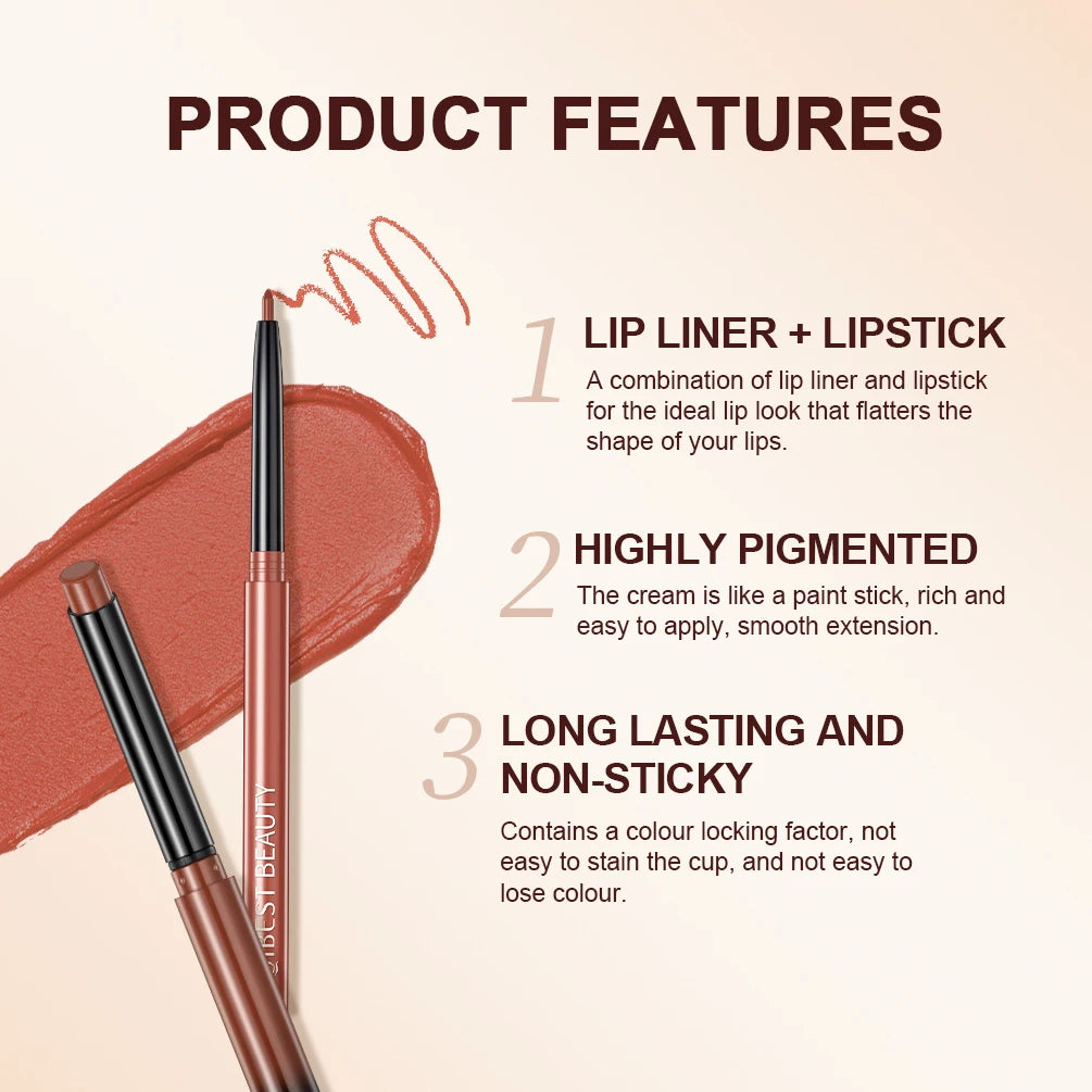 QIBEST Matte Lipliner Pencil Lipstick Sets Nude Pink Red Contour Tint Lipstick Waterproof Lasting Lip Liner Pen Lips Makeup Kits Peaceful Pleasures Health and Wellness