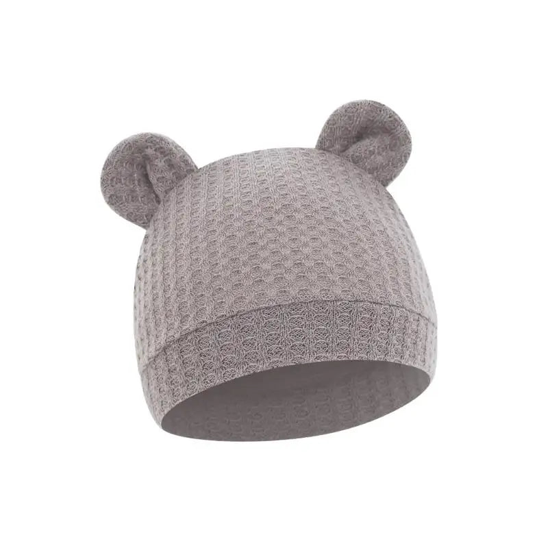 Bear Ear Newborn Baby Hat | Waffle Knit Stretchy Cap 0–24 Months