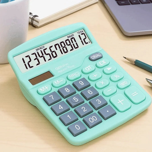 12-Digit Dual Power Calculator – Candy Color, Solar & Battery Desktop Calculator Peaceful Pleasures Health and Wellness