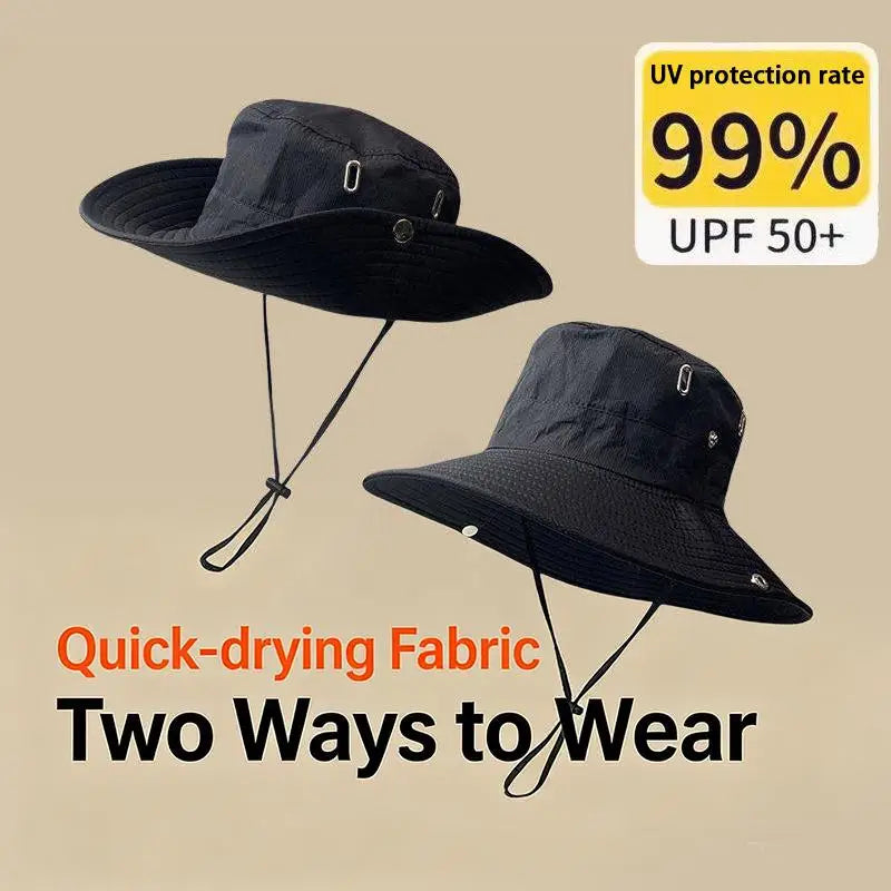 Quick-Dry Wide Brim Bucket Hat – Unisex Outdoor Sun Hat