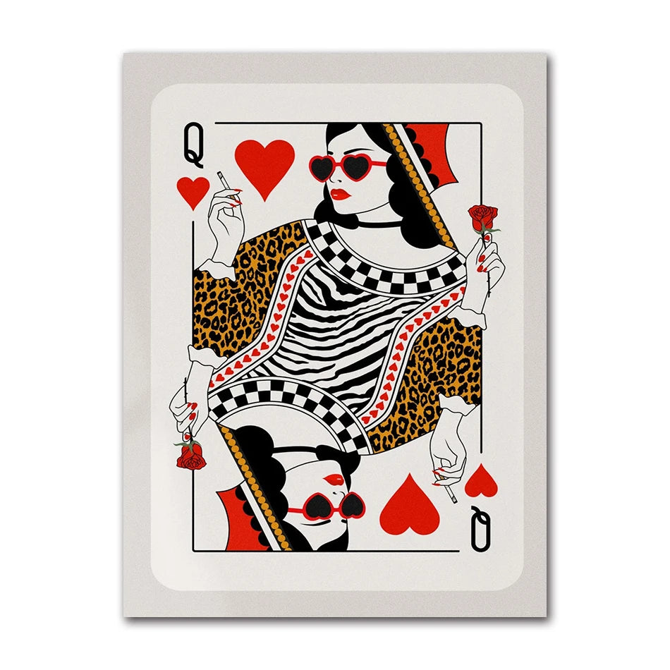Queen of Hearts Leopard Canvas Wall Art | Dorm Room Decor