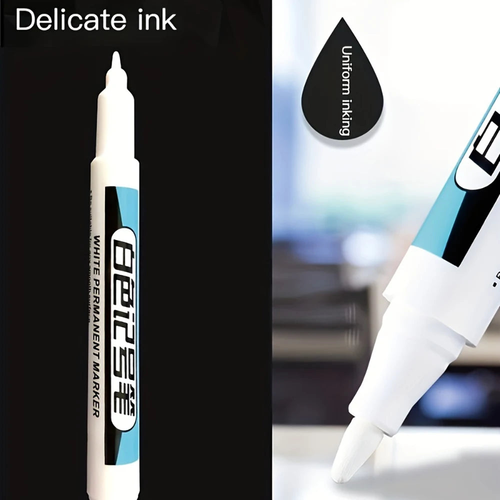 5 6 White Marker Graffiti Pen Waterproof Gel Tire Notebook Glass Paint