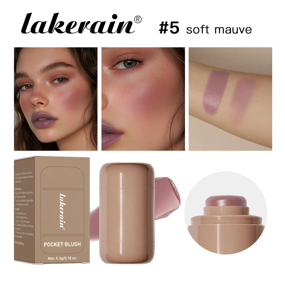Lakerain 3in1 Cheek Lip Tinted Moistured Blush Stick Waterproof Easy Color Rouge Silky Smooth Blusher Cream Matte Contour Makeup Peaceful Pleasures Health and Wellness 5