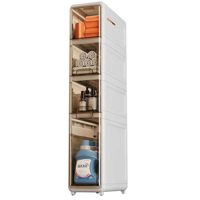 Narrow Gap Storage Cabinet with Sliding Drawers Waterproof Organizer for Bathroom & Kitchen, Multi-Layer Shelf for Tight Spaces Peaceful Pleasures Health and Wellness