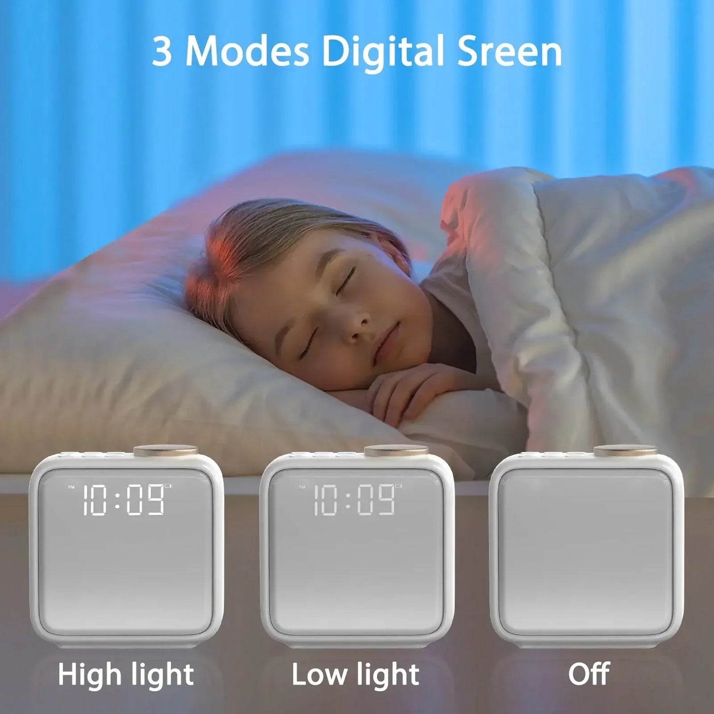 7-Color Night Light Alarm Clock | Wake-Up Light & White Noise