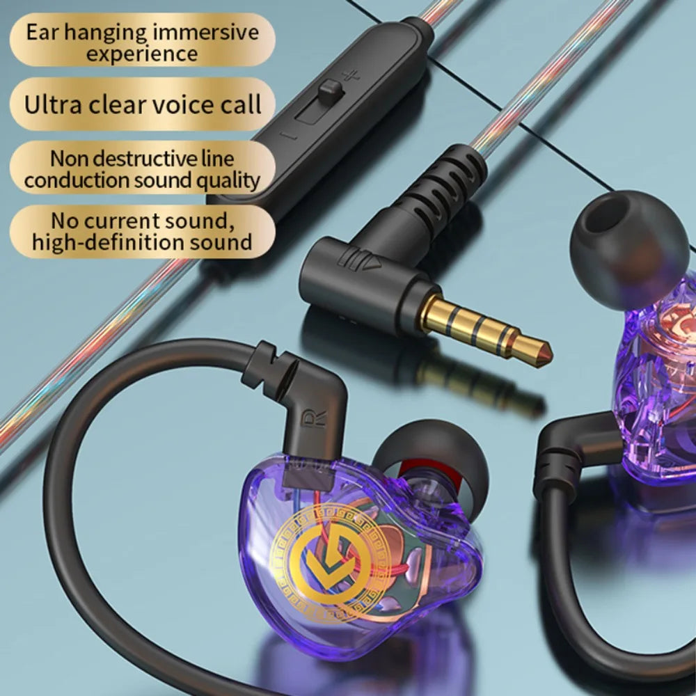 3.5mm Wired Earphone in-Ear with Mic Wired Headset Elbow Deep Bass Earpiece Headset Mobile Phone/Tablet/Computer Peaceful Pleasures Health and Wellness Purple