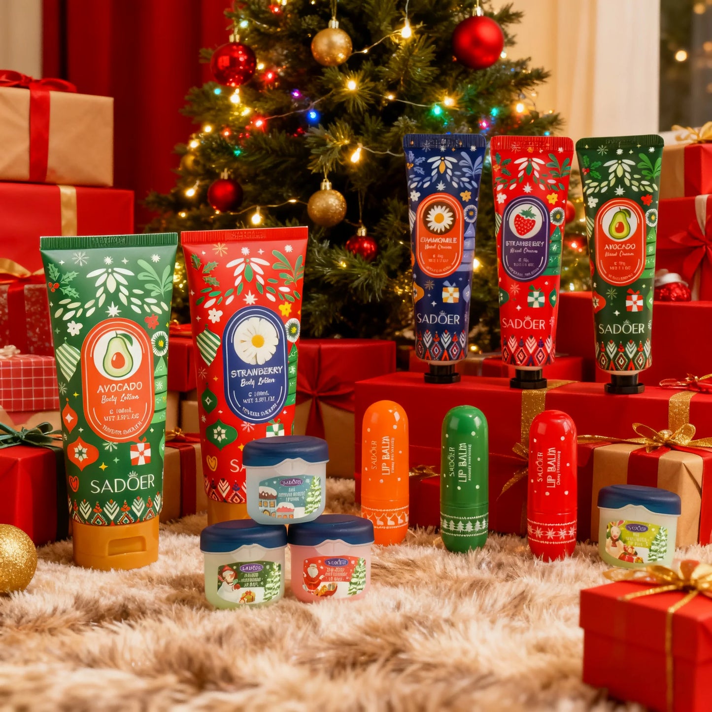 Holiday Christmas Skincare Trio Set for Moisturizing Care Peaceful Pleasures Health and Wellness green