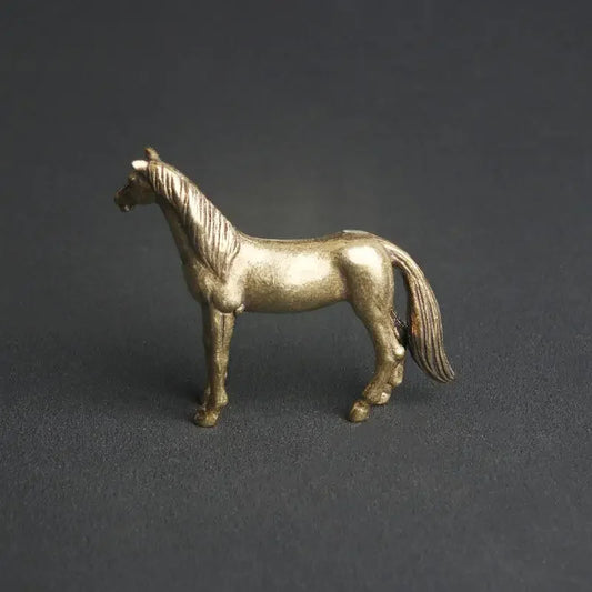 Mini Feng Shui Brass Horse Figurine | Lucky Zodiac Ornament Feng Shui Figurine Peaceful Pleasures Health and Wellness