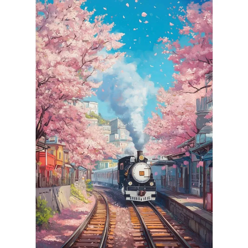 Steam Train Sunset Canvas Poster – Vintage Anime Wall Art Canvas Wall Art Peaceful Pleasures Health and Wellness 3 20x30cm Unframed