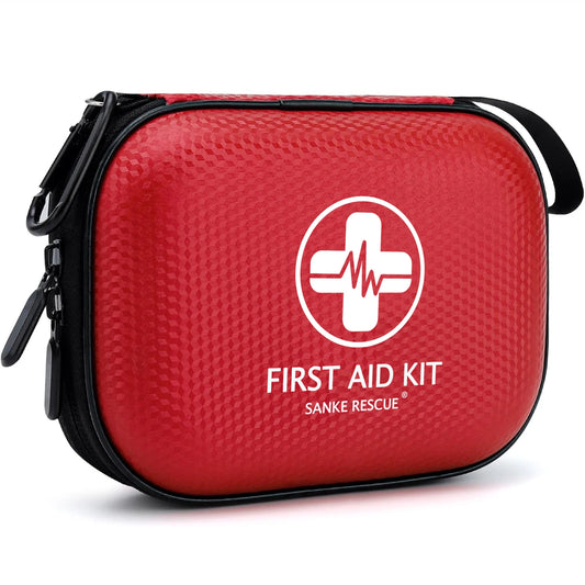 150 Piece Mini First Aid Kit Small Waterproof Hard Shell outdoor Kit for Home Car Travel Camping Truck Hiking Sports Office Peaceful Pleasures Health and Wellness Red