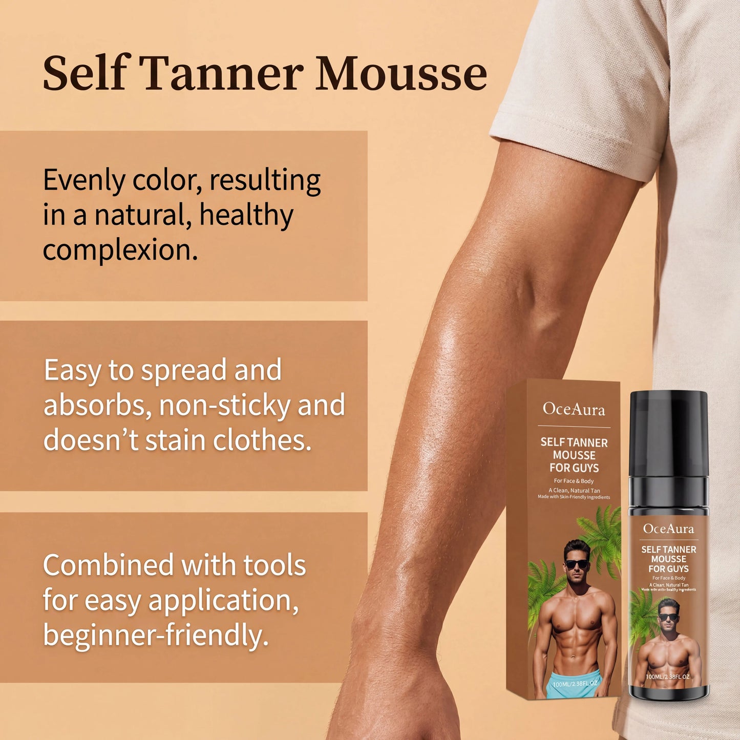 Self Tanner Mousse – Streak-Free Sunless Tan Foam | OceAura