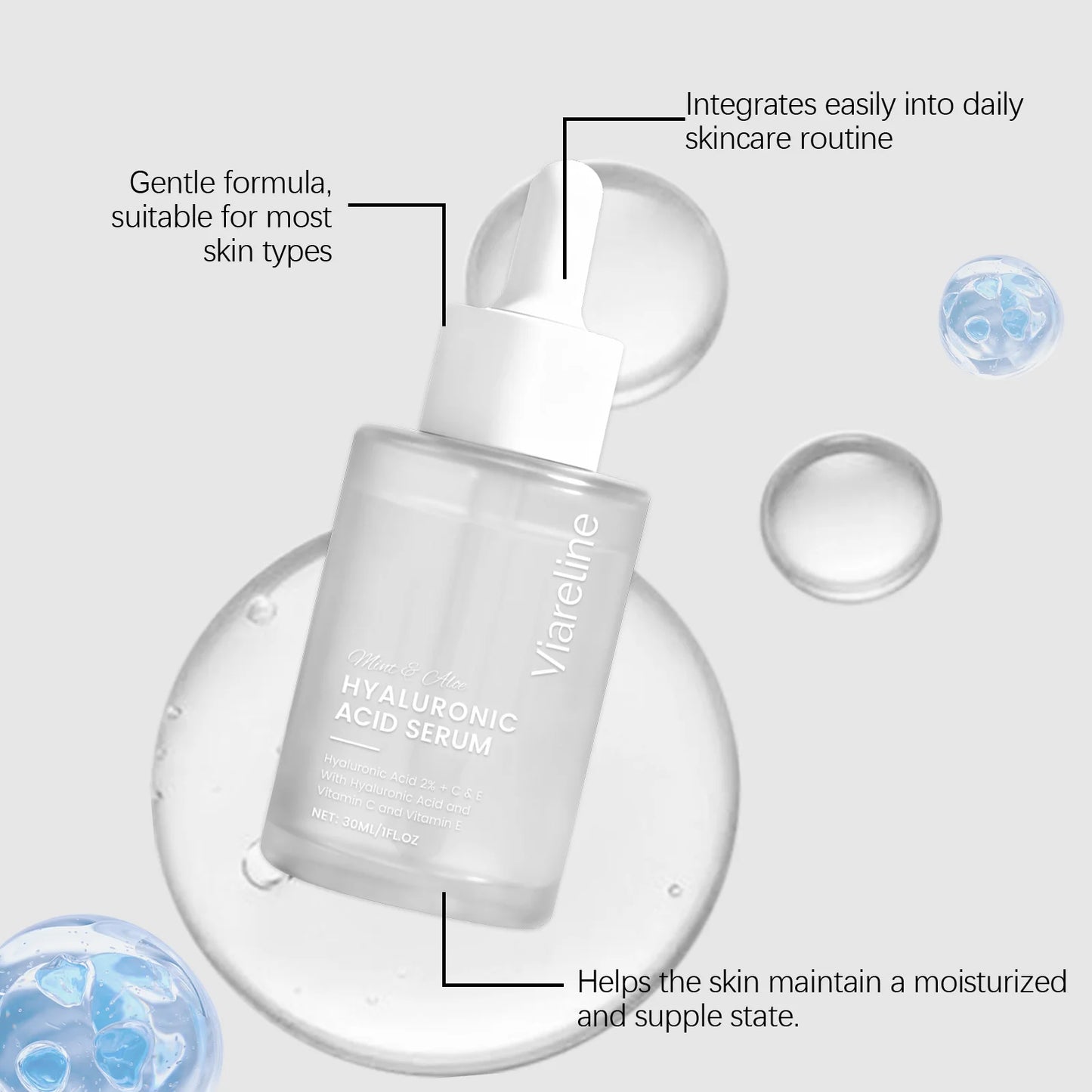Hyaluronic Acid Facial Serum Hydrating Repair Firming Brightening Barrier Protection Fade Fine Lines Moisturizing Facial Serum Peaceful Pleasures Health and Wellness