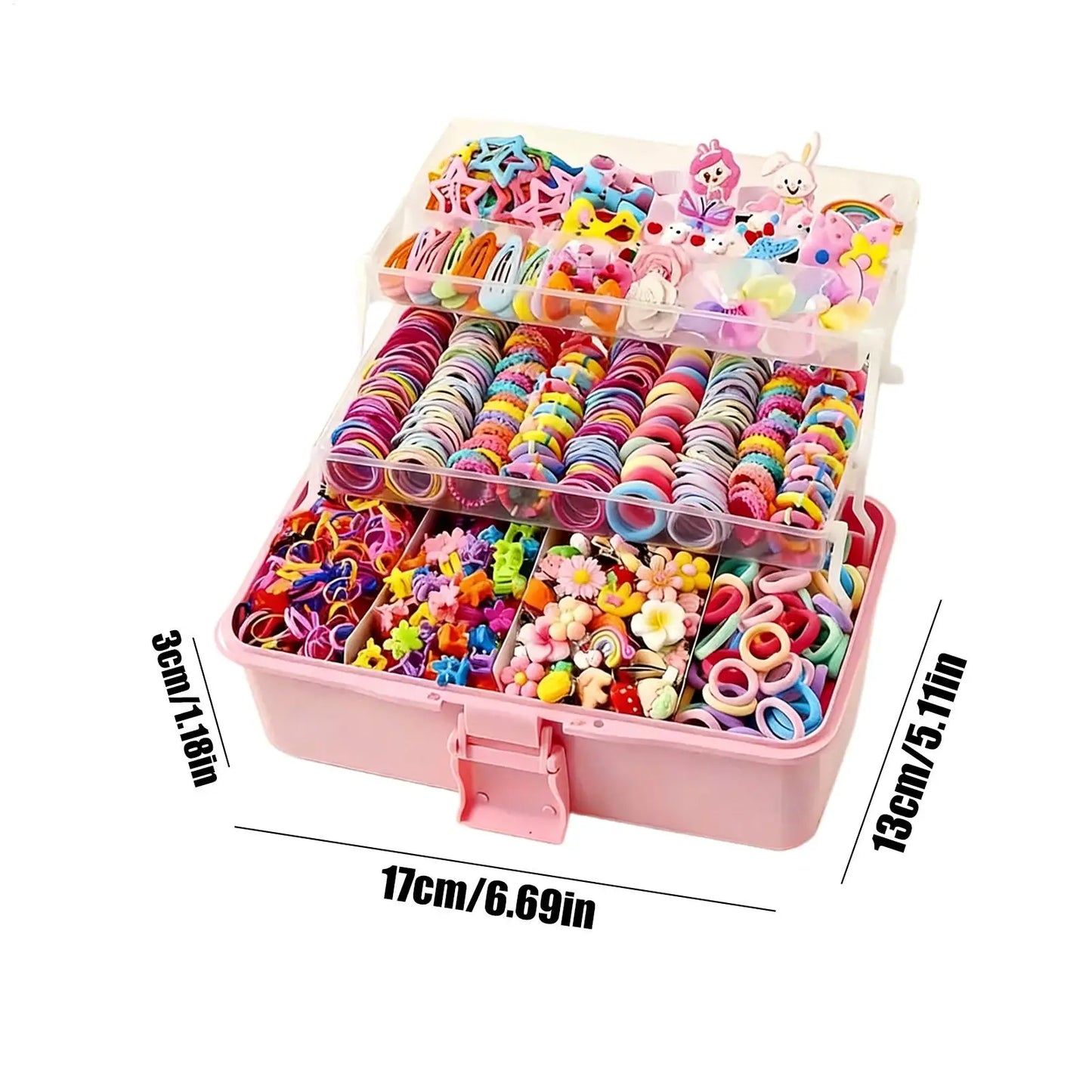 Girls Hair Accessories Set – Bows, Elastics & Barrettes