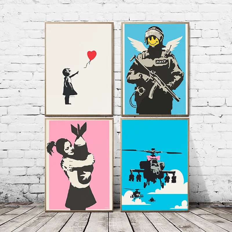 Banksy Graffiti Canvas Print | Anti-War Street Art Wall Poster Canvas Wall Art Print Peaceful Pleasures Health and Wellness