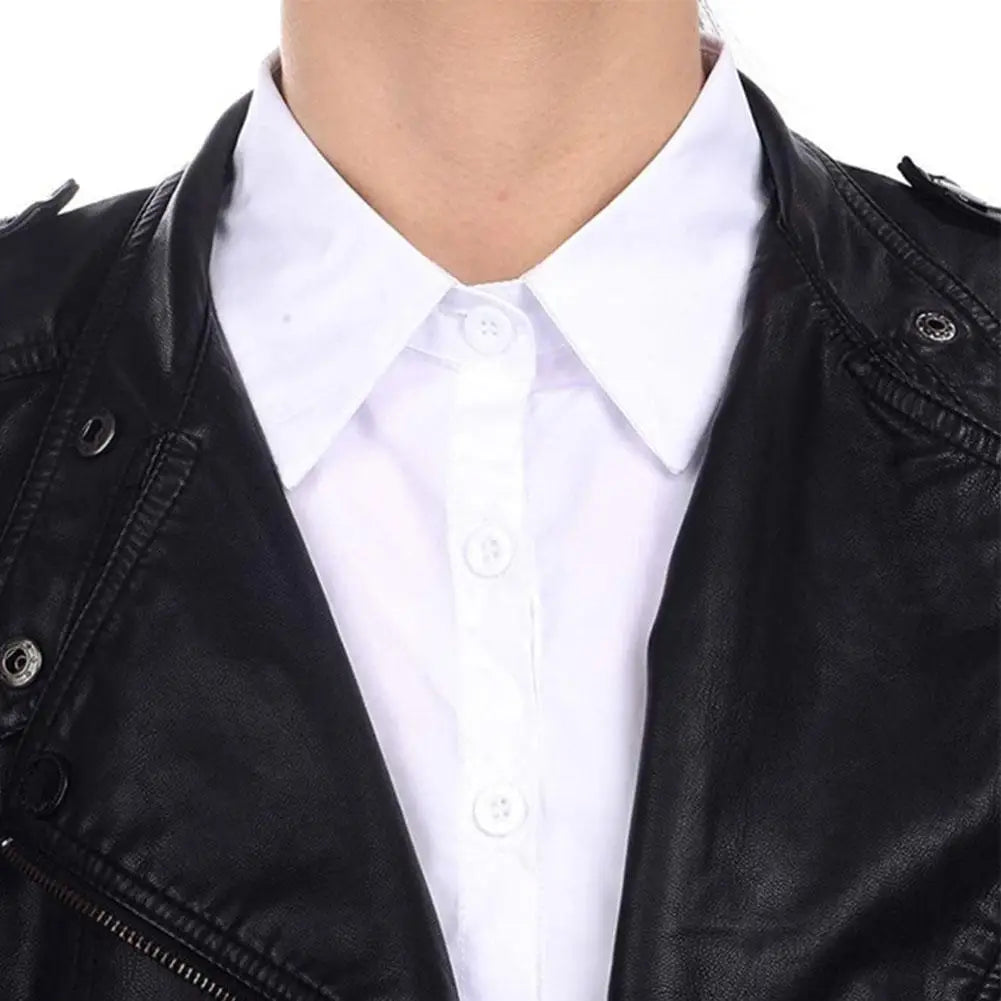 Women's Cotton Pointed Collar Fake Collar Fashionable and Elegant Solid Color Half Shirt Style Versatile Decorative Collar Peaceful Pleasures Health and Wellness