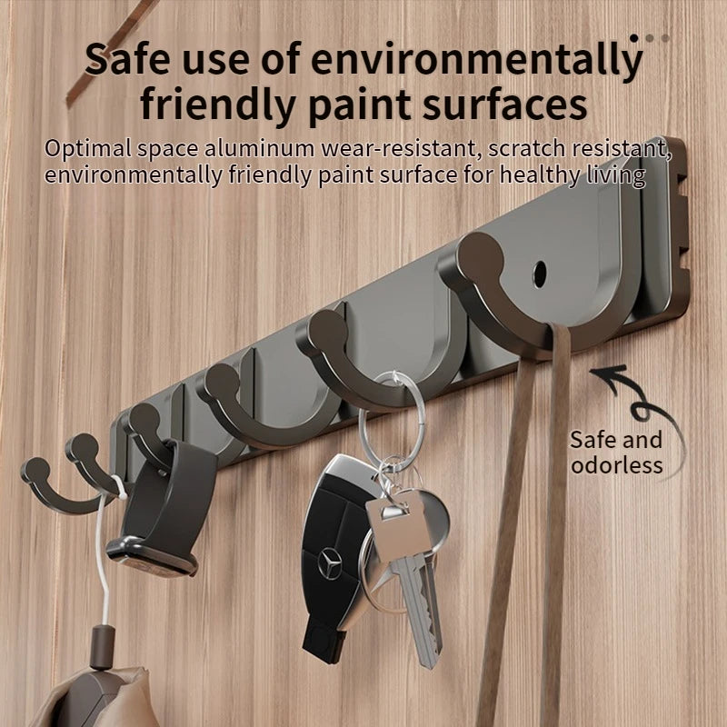 6-Hook Space Aluminum Wall Rack – Kitchen & Bathroom Organizer