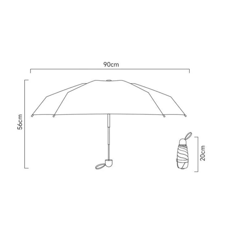 Polka Dot Pattern Portable Folding Umbrella Dual Use Rain and Sun Capsule Parasol Black Glue Sunshade Umbrella Peaceful Pleasures Health and Wellness
