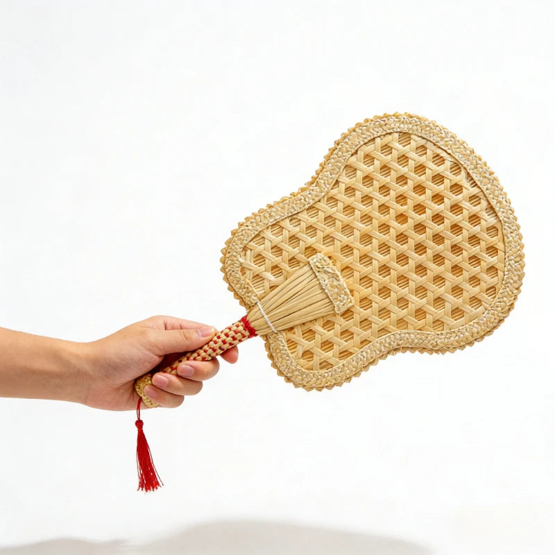 1pc Chinese Hand Woven DIY Home Decoration Heat Dissipation Bedroom Living Room Summer Cooling Weaving Hand Fan Peaceful Pleasures Health and Wellness