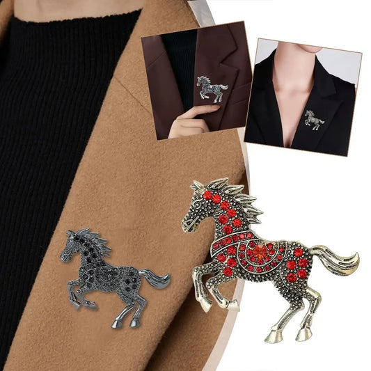 Rhinestone Horse Brooch | Enamel Zodiac Animal Pin for Women Enamel Brooch Pin Peaceful Pleasures Health and Wellness