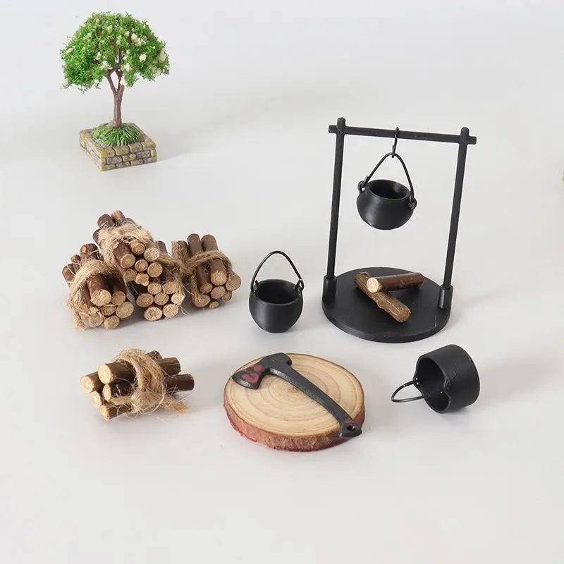 Mini Flame Hanging Stove Models DIY Miniature Outdoor Picnic Camping
