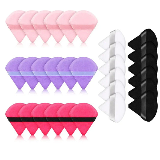 12-Pack Triangle Velvet Powder Puffs – Makeup Blending Tool Makeup Powder Puff Peaceful Pleasures Health and Wellness