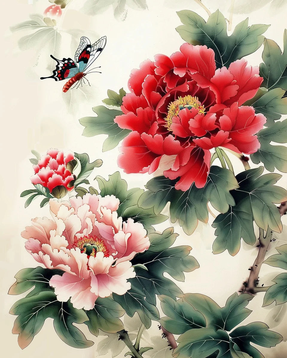 Vintage Peony Paint by Numbers Kit – DIY Canvas Floral Art