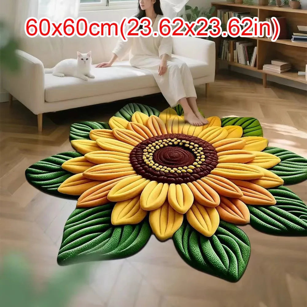 Sunflower Shaped Non-Slip Soft Carpet Mat 60x60cm | Home Décor