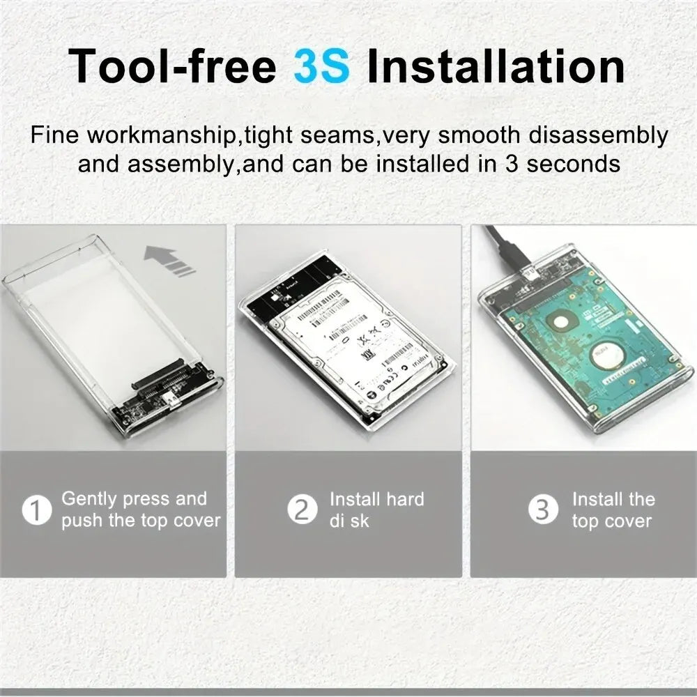 2.5 Inch HDD SSD Case SATA to USB 3.1 Type C 4TB Transparent External Hard Drive Housing Compatible UASP SATA III Laptop Peaceful Pleasures Health and Wellness