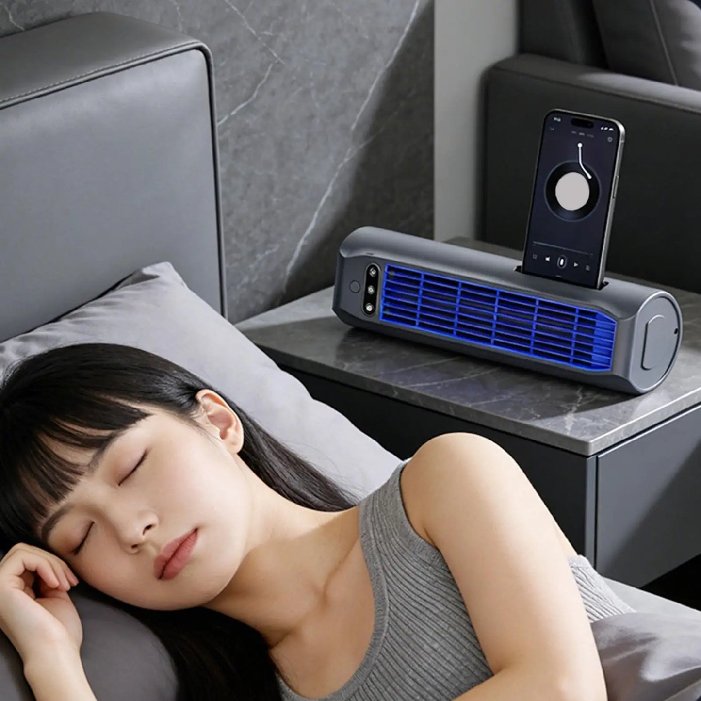 Portable Rechargeable Tower Fan – 3-Speed Silent Desktop Cooler