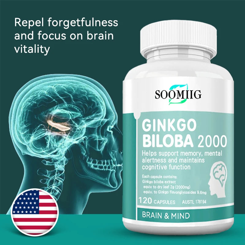 2000mg Ginkgo Biloba Capsules | Memory, Focus & Brain Support