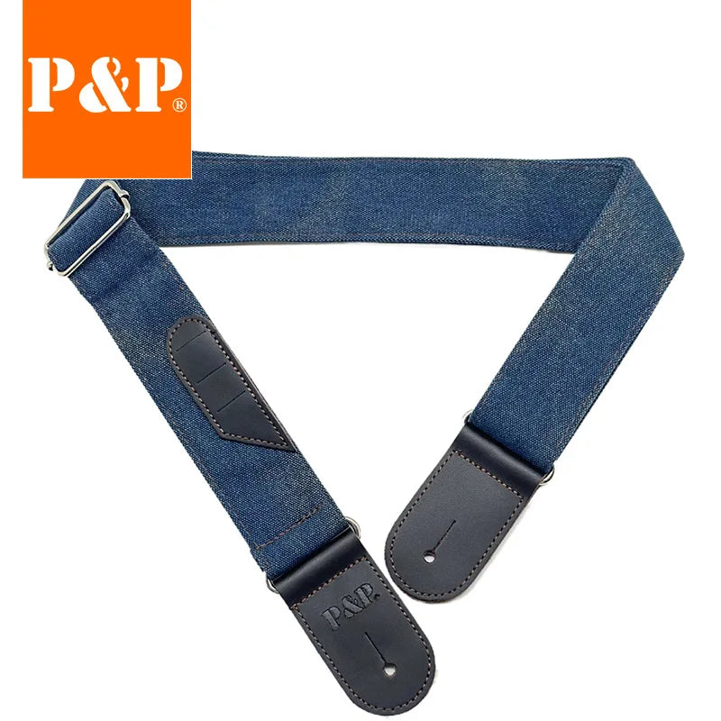Leather Denim Guitar Strap Acoustic Electric Vintage Fashion Shoulder