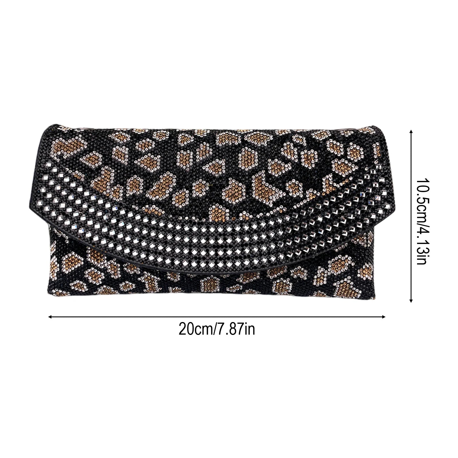 Leopard Print Clutch Bag for Women with Rhinestone Decoration Evening Crossbody Shoulder Bag for Wedding Party and Formal Events Peaceful Pleasures Health and Wellness