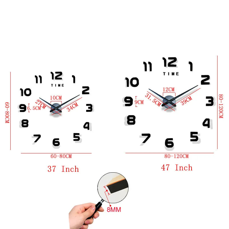 2026 Modern Design Large Wall Clock 3D DIY Quartz Clocks Fashion Watches Acrylic Mirror Stickers Living Room Home Decor Horloge Peaceful Pleasures Health and Wellness