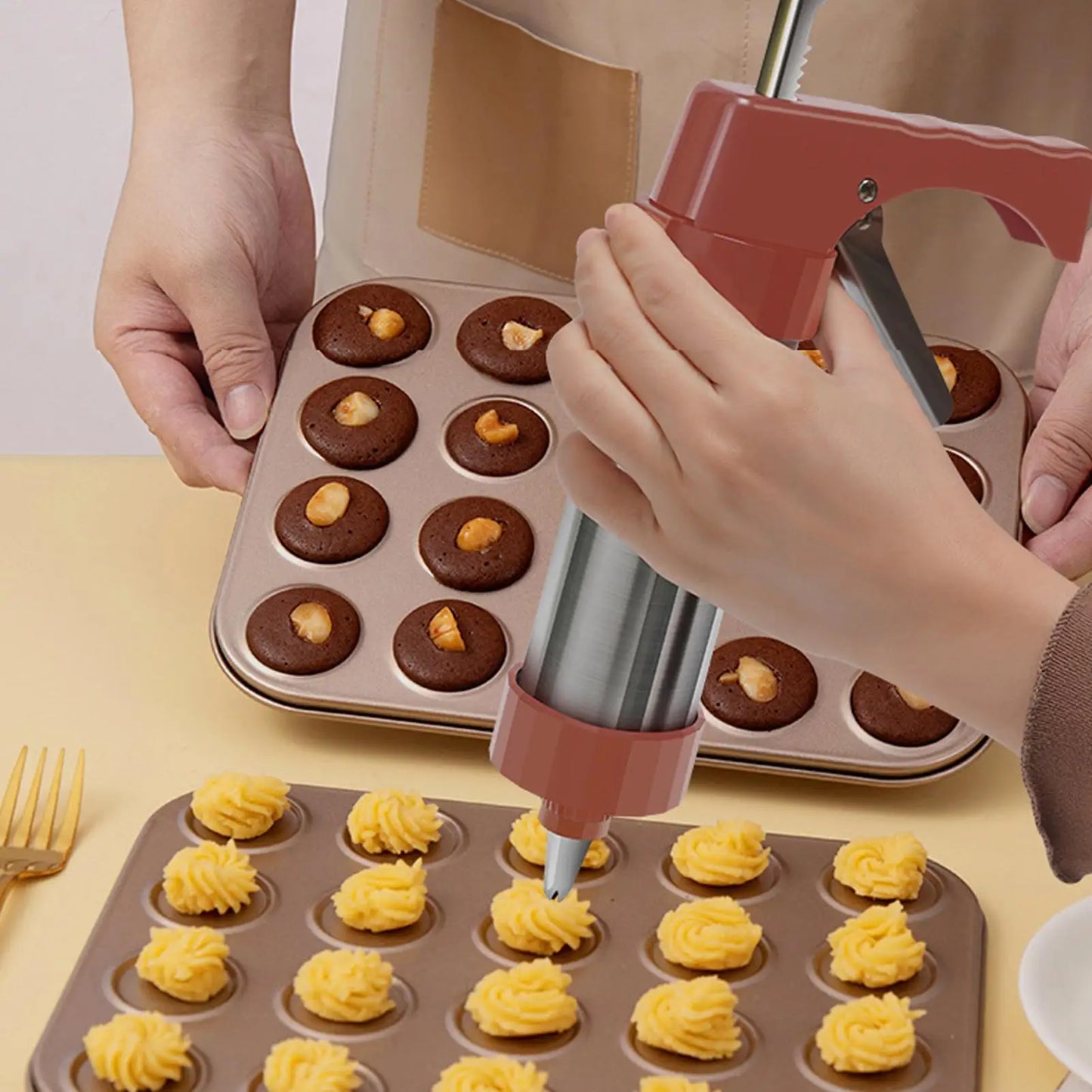 Manual Cookie Press Set – 8 Nozzles & 13 Molds | Stainless Steel Cookie Press Set Peaceful Pleasures Health and Wellness